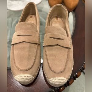 Sam Edelman Women's Espadrille Penny Loafers in Beige Suede